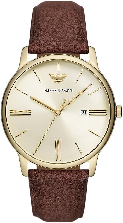 EMPORIO ARMANI EMPORIO Three Hand Date Pelle Marrone AR11610 Orologio Uomo