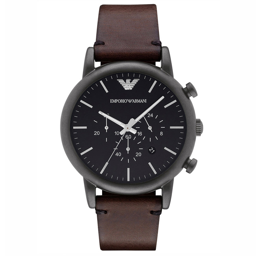 EMPORIO ARMANI Classic Cronografo Quadrante Nero Brown AR1919 Orologio Uomo
