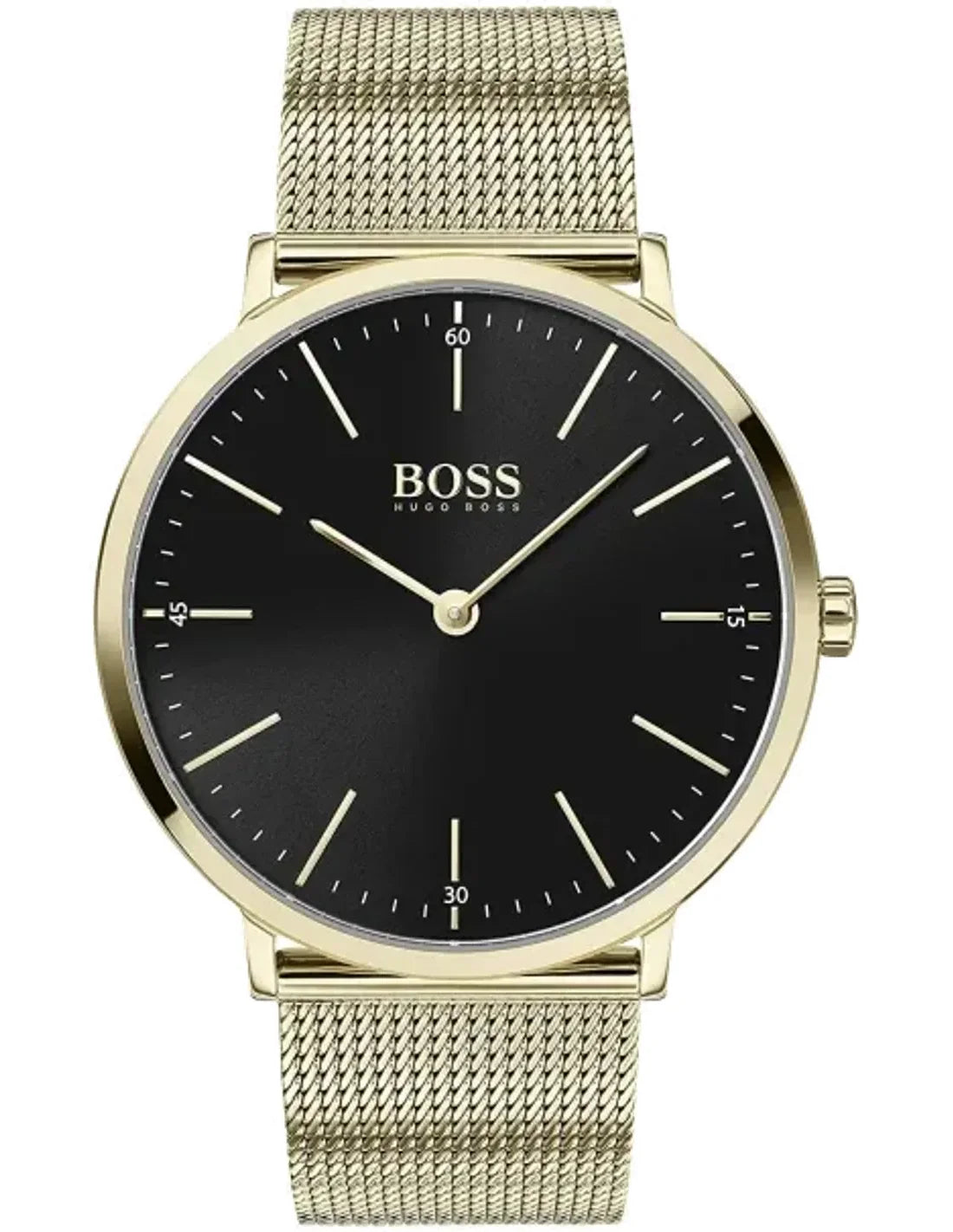HUGO BOSS HORIZON Quadrante Nero IONIC PLATED THIN 1513735 Orologio Uomo