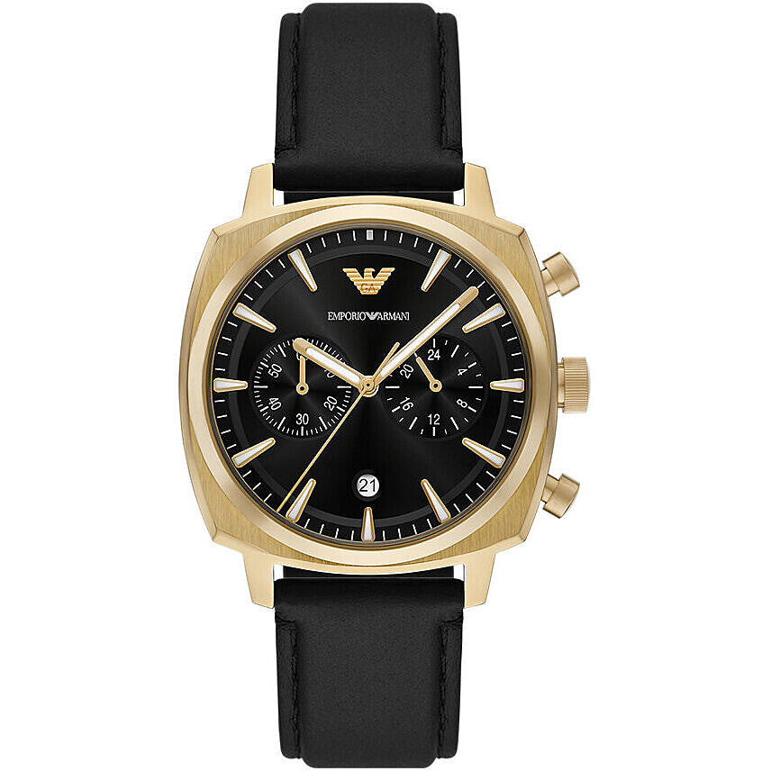EMPORIO ARMANI cronografo in pelle nera Emporio IT AR11690 Orologio Uomo