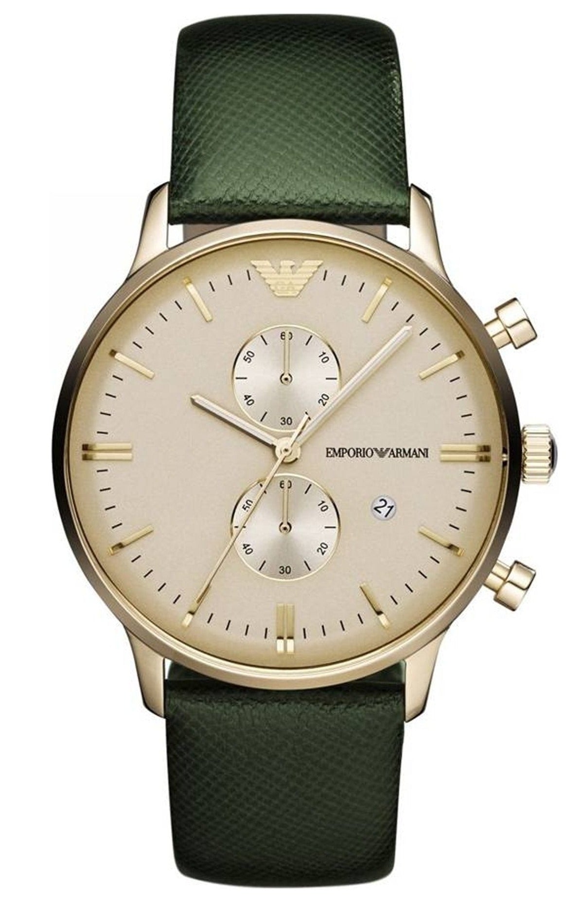 EMPORIO ARMANI Cronografo Oro Quadrante Green AR1722 Orologio Uomo