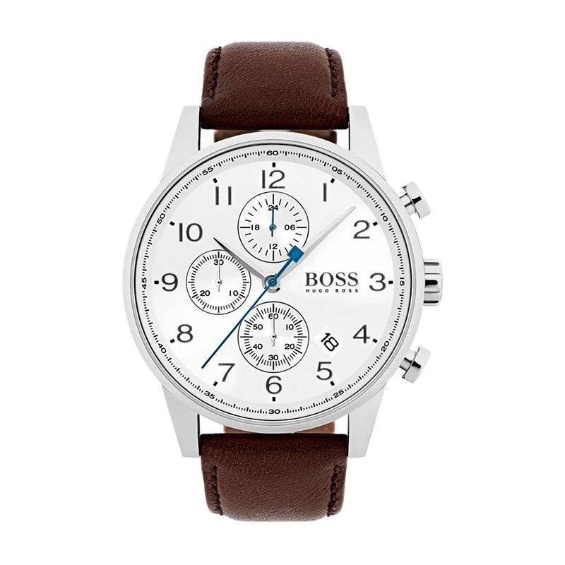 HUGO BOSS Classic Navigator Analogico Quadrante Bianco 1513495 Orologio Uomo