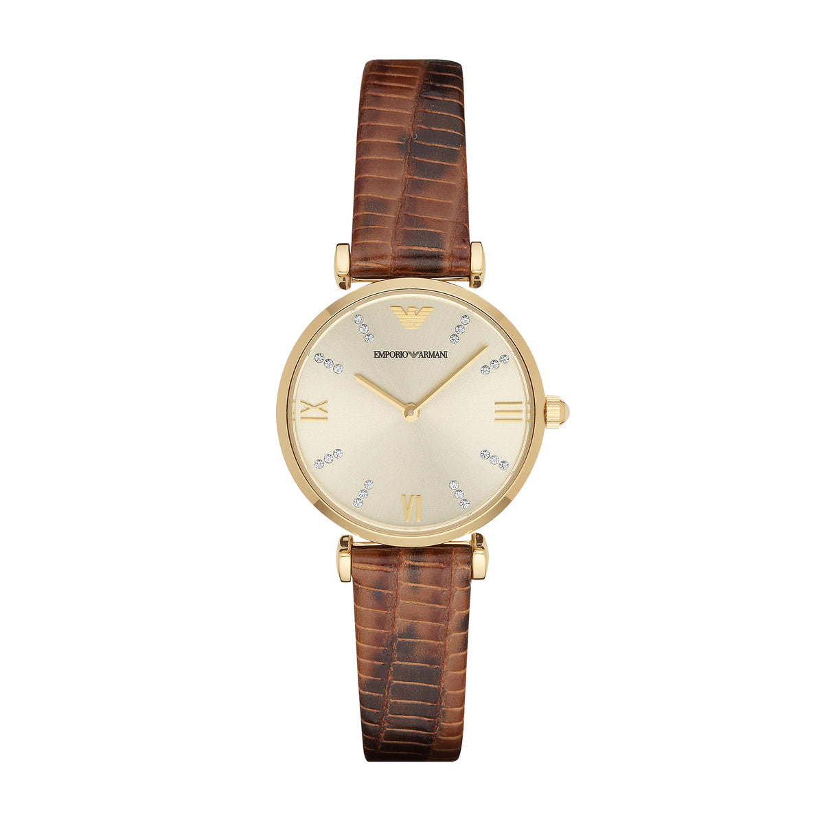 EMPORIO ARMANI AR1883 Retro Pelle Marrone Orologio Donna