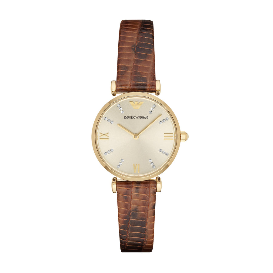 EMPORIO ARMANI AR1883 Retro Brown Leather Women's Watch