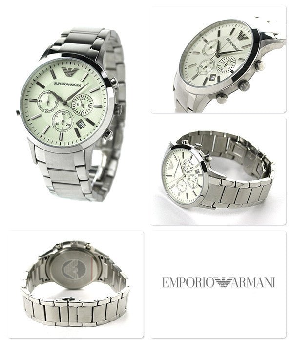 EMPORIO ARMANI Analogico Quadrante Bianco AR2458 Orologio Uomo