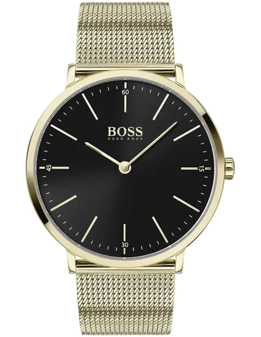 HUGO BOSS HORIZON Quadrante Nero IONIC PLATED THIN 1513735 Orologio Uomo
