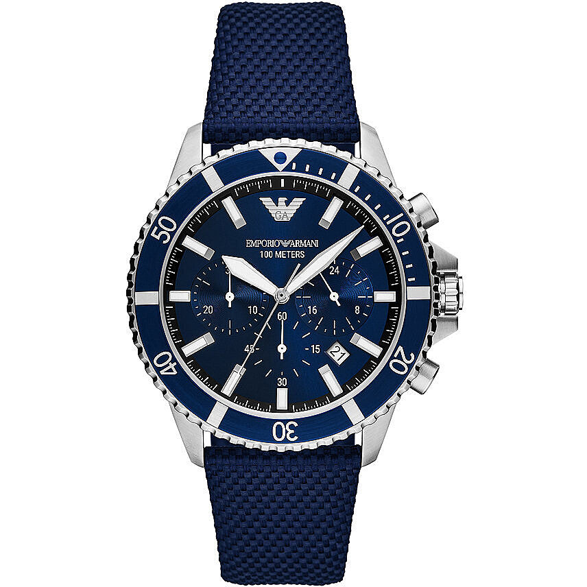 EMPORIO ARMANI Men's Blue Stainless Steel Chronograph Watch AR11588