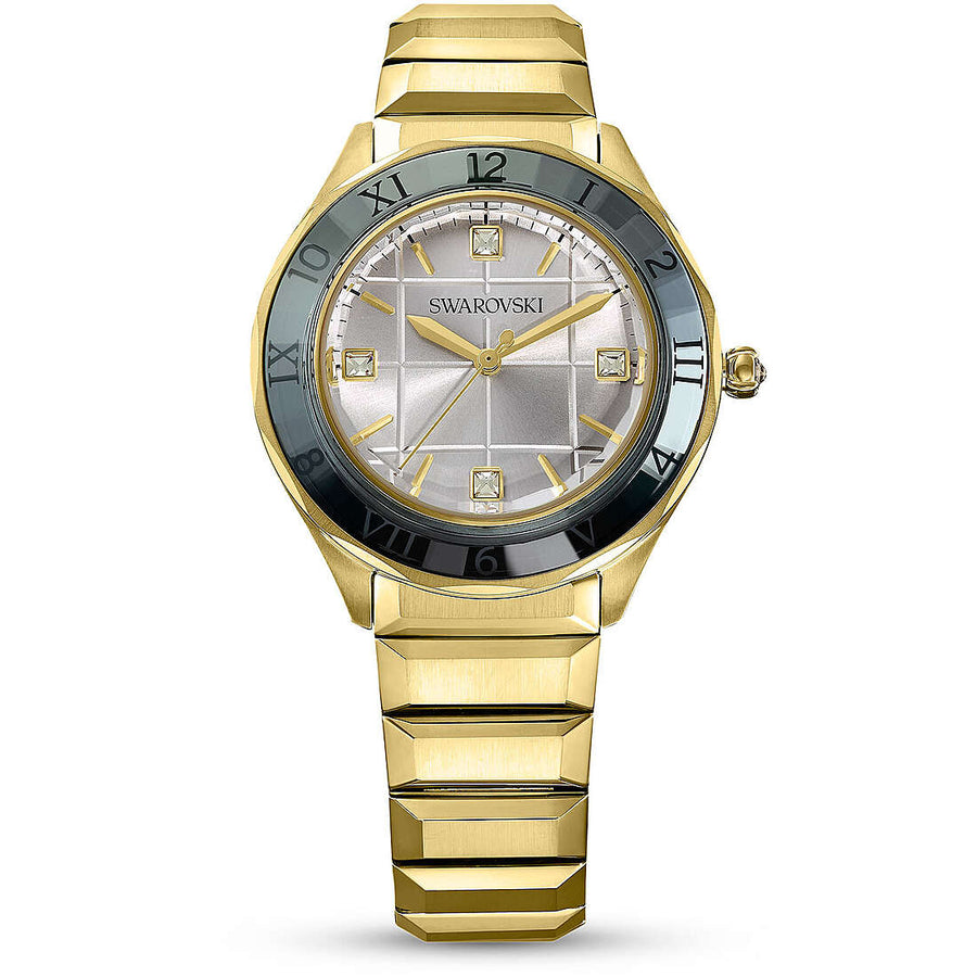 Swarovski 37mm Gold Finish Intense Grey Bezel 5635450 Orologio Donna