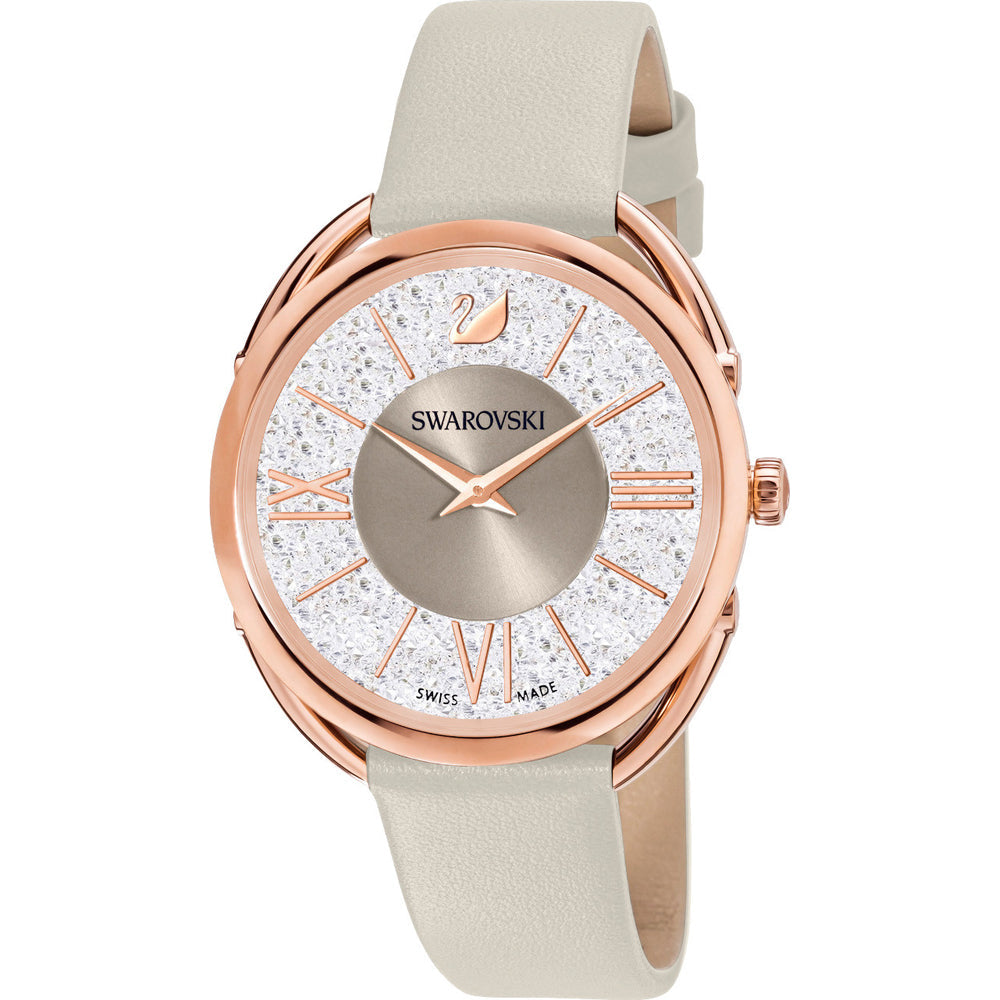 Swarovski Crystalline Glam Oro Rosa Tone Grey Pelle 5452455 Orologio Donna